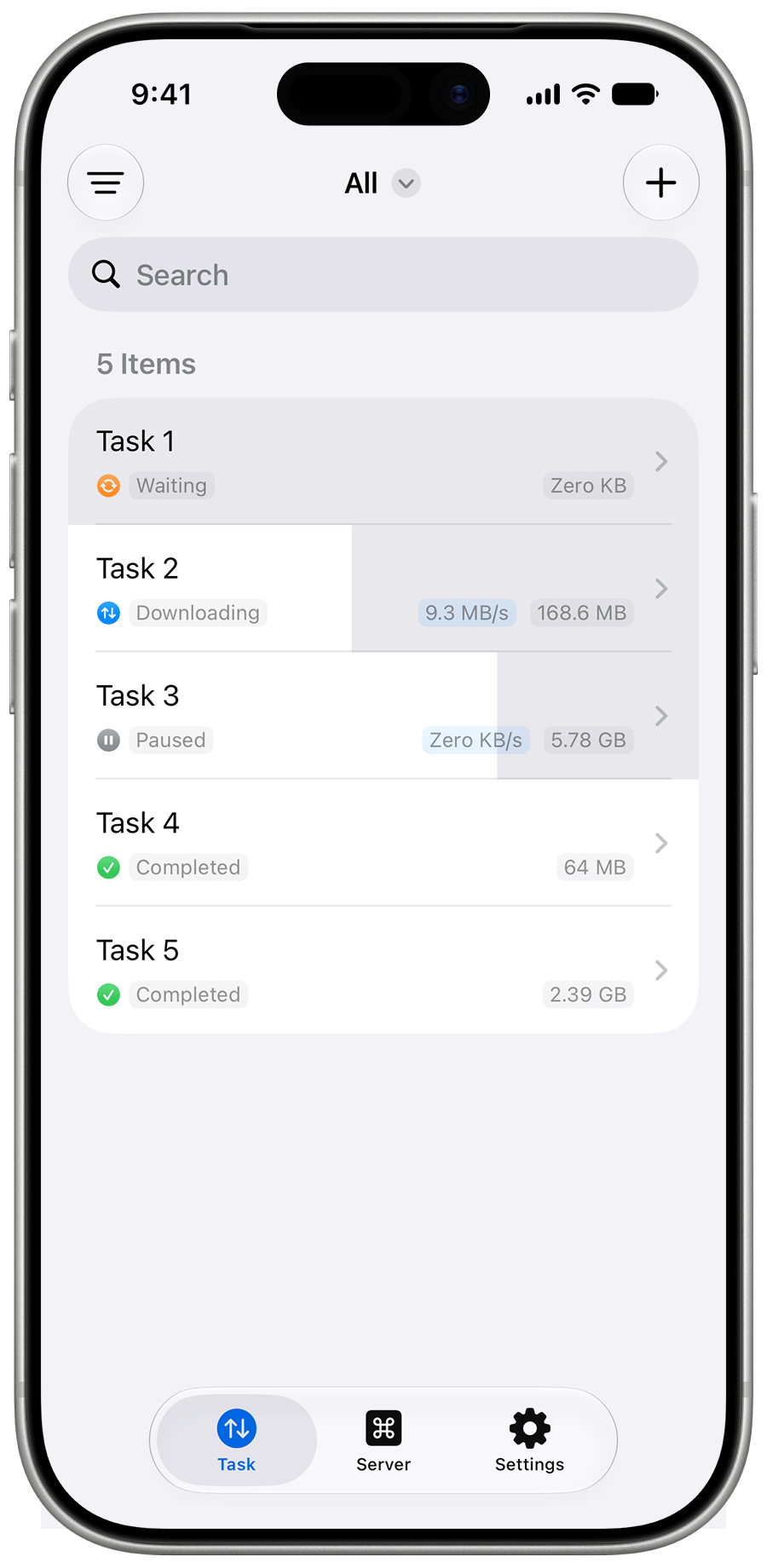 Swads on iPhone — Download Station client