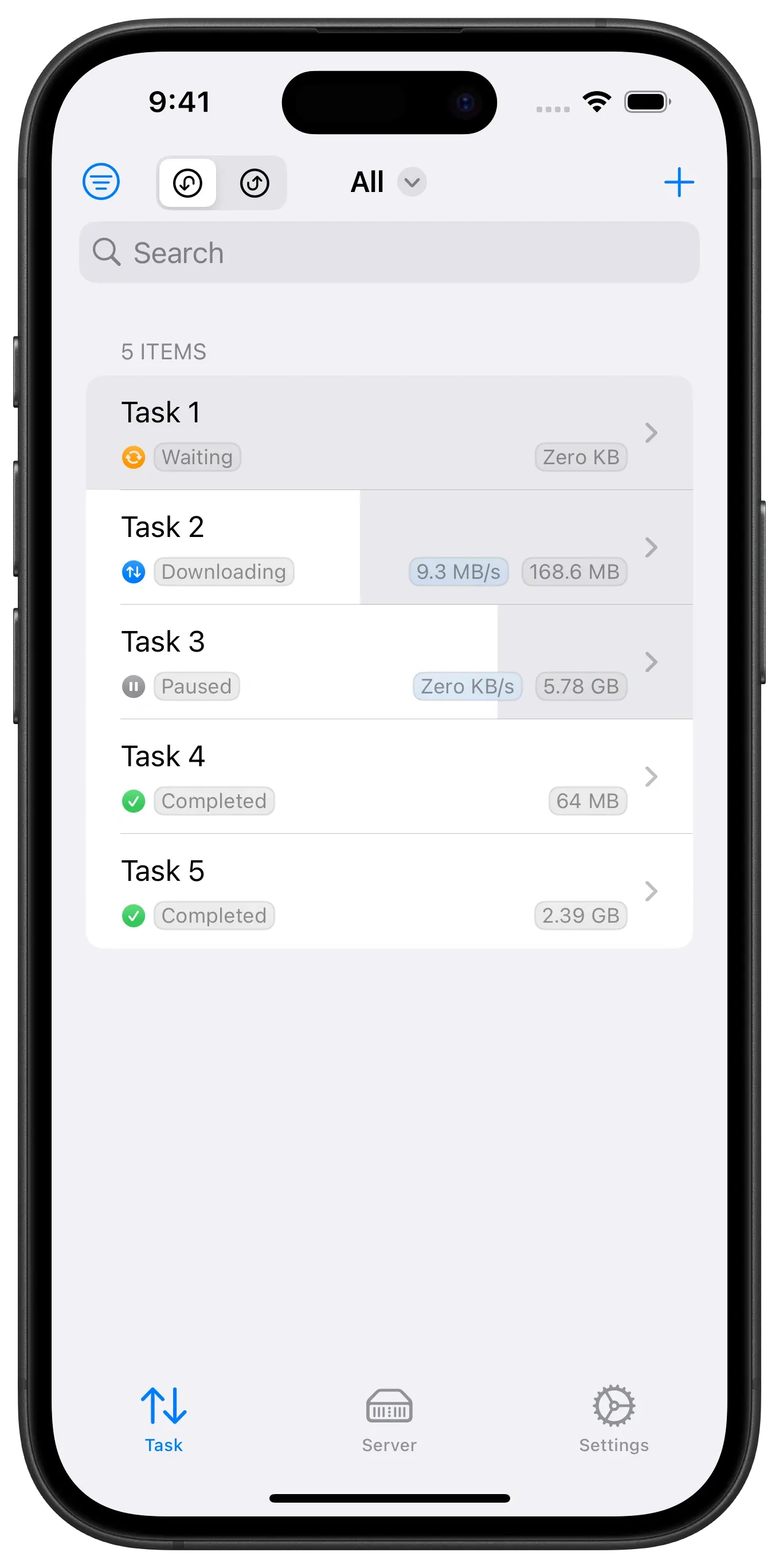 Swads on iPhone — Download Station client