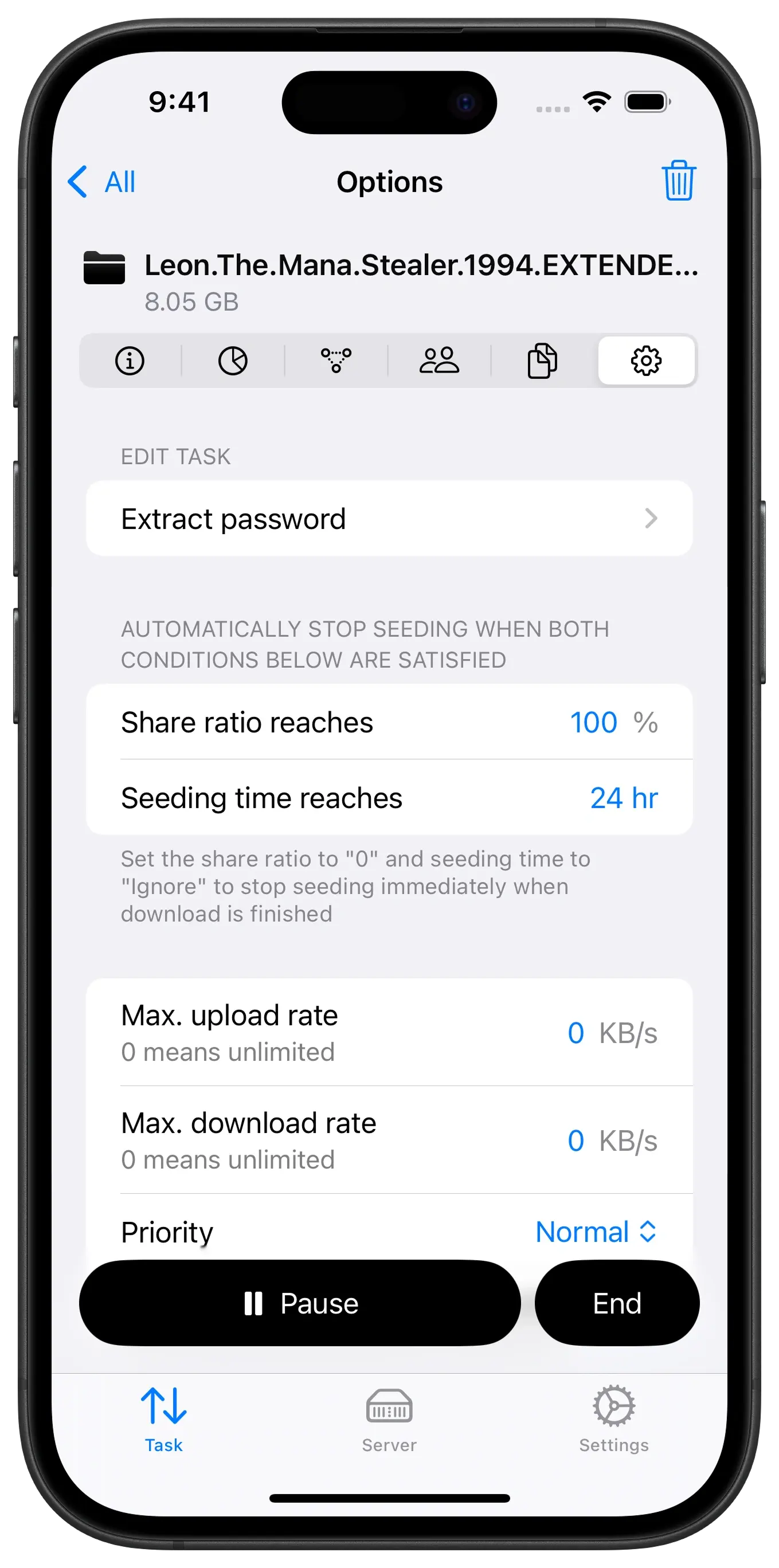 Task Options